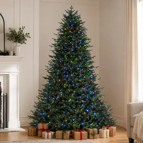 Vista 9 de Hykolity Árbol de Navidad preiluminado prémium de 7.5 pies con 1,050 LED Verde Multicolor