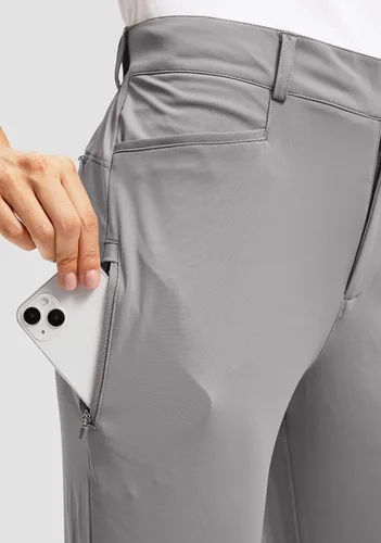 Vista 4 de Pantalones de golf para mujer con bolsillos con cremallera, pantalones elásticos 78, pantalones deportivos casuales para el trabajo, pantalones