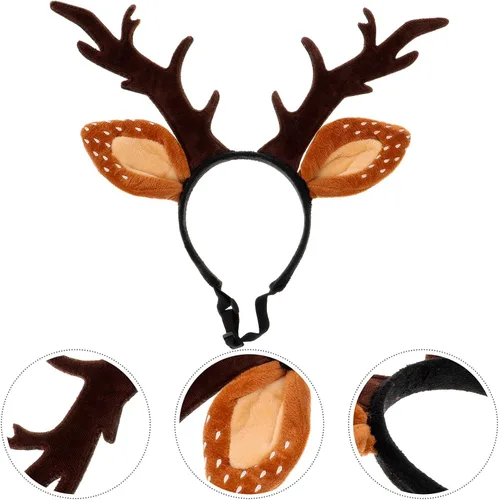 Vista 8 de Hemobllo Diadema de Navidad para perro, cuernos de reno y gato, clásico, ajustable, sombrero de alce para gatos y gatitos, cómoda diadema de cuernos