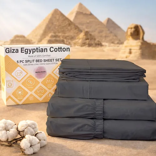 Vista 32 de MyGiza Sheets, Juego de sábanas 100% de algodón egipcio Giza, tamaño individual, para adaptarse a colchones de hasta 15 pulgadas de profundidad