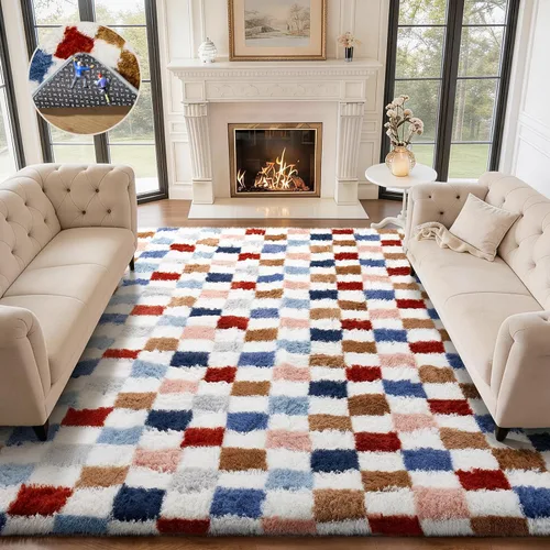 Vista 105 de Ophanie - Alfombras para sala de estar, antideslizante y suave, de felpa grandes y peludas para dormitorio, peludas para niños y niñas, decoración