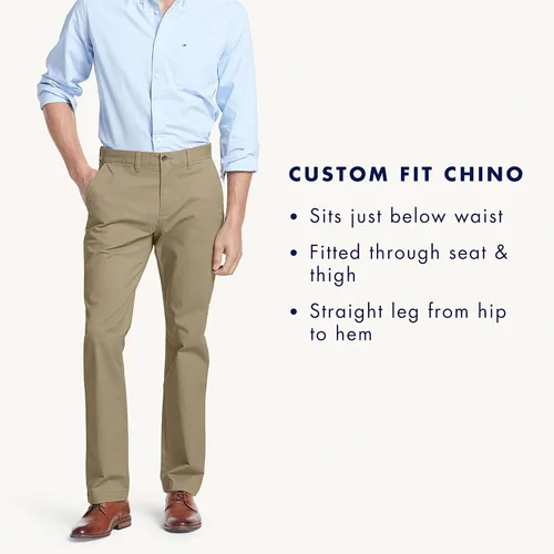 Vista 3 de Tommy Hilfiger Pantalones chinos de algodón elástico cómodo para hombre en ajuste personalizado
