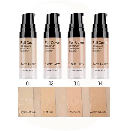 Vista 6 de Corrector Impermeable de Cobertura Completa con Juego de Esponja con Primer, Base Líquida Cremosa Suave Mate Impecable Kit de Maquillaje Corrector