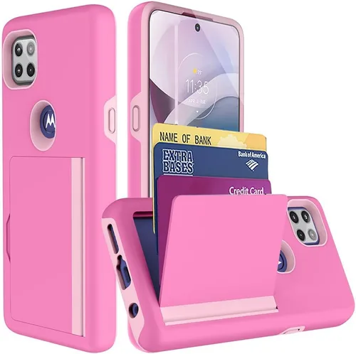Vista 5 de Motorola Moto One 5G Ace Funda con tarjetero, funda protectora híbrida resistente - Negro