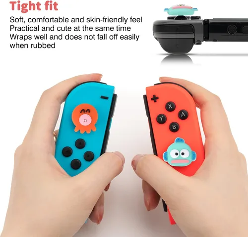 Vista 6 de DLseego Octopus & Fish Man - 4 tapas de agarre para el pulgar regular SwitchSwitch LiteSwitch OLED Joy Con Joystick de silicona suave, lindo