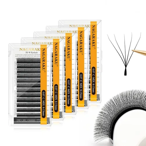 Vista 158 de NAGARAKU Extensiones de pestañas prefabricadas en abanico 3D W 0.05 C 0.315 0.05-C 3D W