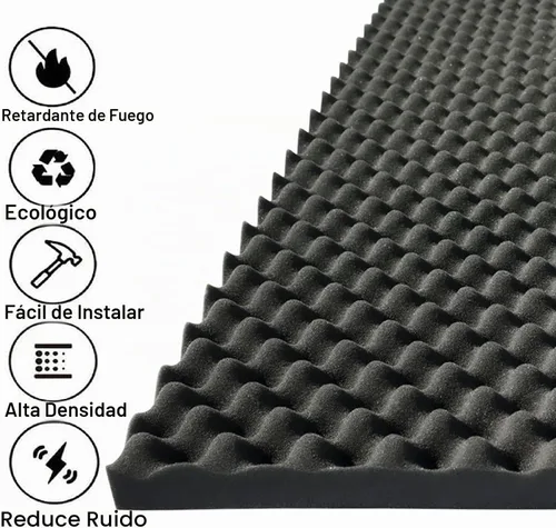 Vista 2 de 4 PCS Paneles Acústicos, 48''X24''X2'' Paneles de Pared de Espuma Insonorizante Tipo Huevera, Espuma de Alta Densidad Ignífuga para Cancelación