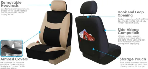 Vista 4 de FH Group FH-FB030115 Combo Set: Fundas de asiento de tela ligera y brisa (Aptas para bolsa de aire y división) W. FH2033 + F14407 Alfombrillas