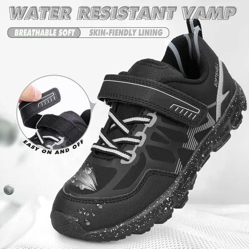 Vista 2 de UOVO Botas de senderismo resistentes al agua para niños, zapatos para caminar al aire libre, antideslizantes, al tobillo, zapatos deportivos