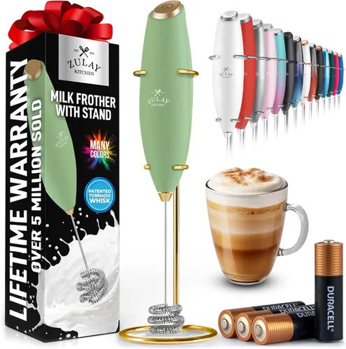 Vista 147 de Zulay Milk Boss Espumador de leche potente manual, hace espuma para latte, batidor para mezclar bebidas, café, miniespumador para capuchino, frappé