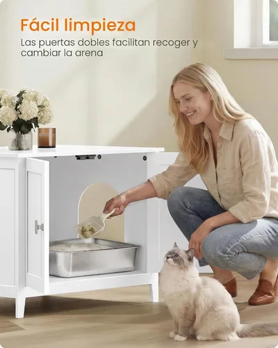 Vista 6 de Feandrea Caja de arena para gatos, puertas dobles, manijas Blanco nube