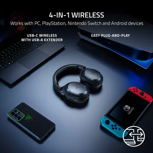 Vista 2 de Razer Barracuda X Auriculares inalámbricos multiplataforma para juegos y celulares diseño ergonómico de 88 onzas micrófono HyperClear desmontable
