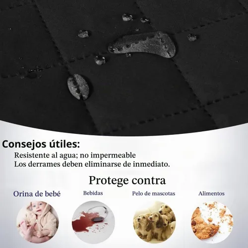 Vista 5 de H.VERSAILTEX Funda de sofá resistente al agua para sofá de 3 cojines, reversible, protector de muebles acolchado con correa elástica, funda de sofá