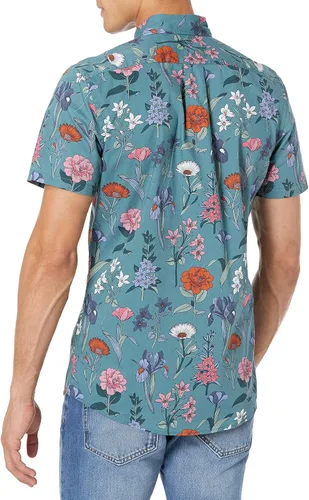 Vista 3 de Tienda Brand Goodthreads - Camisa de popelina estampada, de corte ajustado y manga corta, para hombre