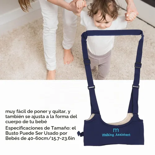 Vista 3 de Arnés para caminar para bebé, ajustable, cómodo, transpirable, antipérdida, para caminar, con alas para caminar, asistencia, cinturón de aprendizaje
