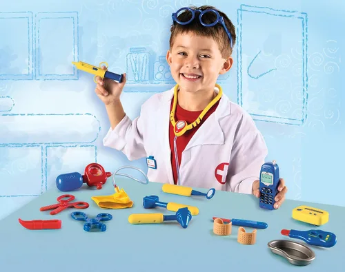 Vista 2 de Learning Resources Pretend & Play Set de Médico Azul - Kit Médico para Niños, Juego de Rol, Juguetes para Niños Pequeños, Habilidades Sociales
