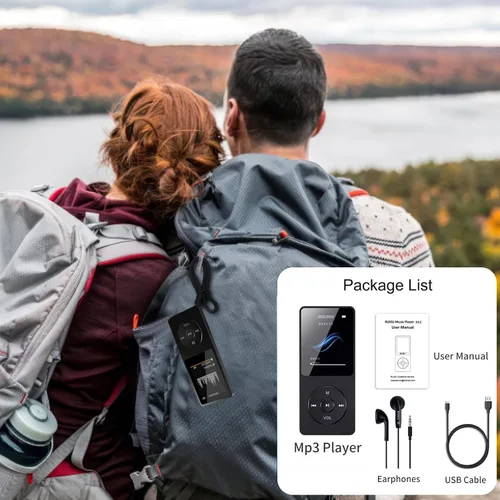 Vista 7 de Reproductor de MP3 con Bluetooth 5.0, pantalla de 1.8 pulgadas, reproductor de música portátil con altavoz HD, música HiFi compatible con radio FM