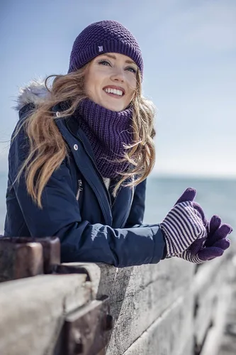 Vista 3 de Heat Holders - Gorro de invierno térmico con aislamiento térmico y tejido de ganchillo para mujer