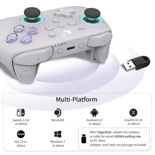 Vista 2 de GuliKit KK3 Max, Kingkong 3 Max Controller with 4 Back Buttons, Hall Joysticks and Triggers, Wireless for Switch OLEDPCAndroidMacOSiOSSteam Deck