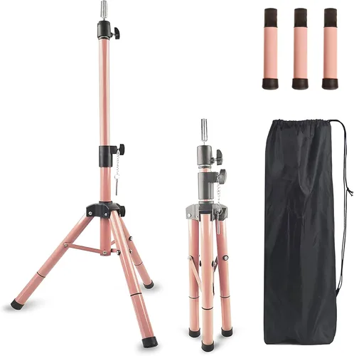Vista 7 de Smilco Soporte de cabeza de maniquí, trípode ajustable para peluca, soporte de cabeza de peluca resistente para entrenamiento de peluquería