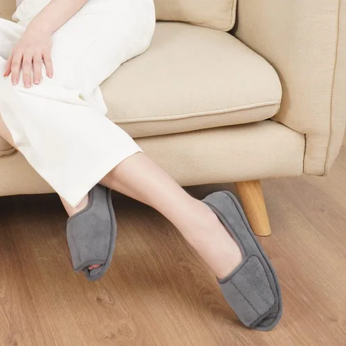 Vista 7 de Git-up -Pantuflas para mujer con diabetesartritisedema, cierre ajustable, espuma viscoelástica, punta abierta, extra ancha