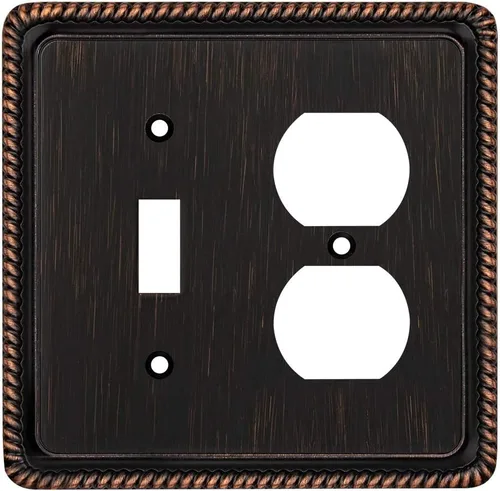 Vista 60 de Henne Bery Rope Edge - Placa decorativa de pared para interruptor (placa lisa, 2 unidades, bronce antiguo)