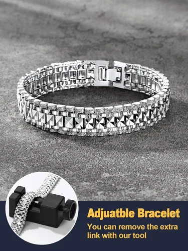 Vista 5 de U7 Link Bracelets for Men, Stainless SteelBlackGold Plated Cuban Link Chain Bracelets, Unisex Chunky Bracelets, Xmas Fathers Day Jewelry for Him