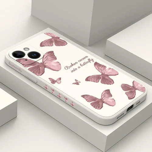 Vista 26 de LEECG Funda para iPhone 14 con Patrón de Flores de Mariposa de Astronauta, Forro de Microfibra Suave Anti-Rayones en el Interior, Cubierta