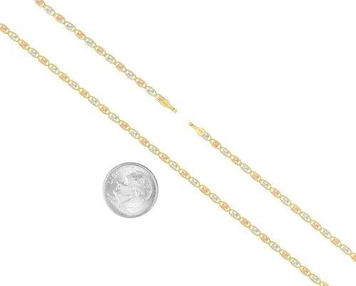 Vista 2 de Collar de oro amarillo de 14 quilates, oro blanco, oro rosa, 0.079 in de ancho (16"-24")
