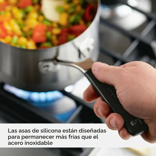 Vista 5 de KitchenAid - Sartén de acero inoxidable de inducción con tapa, olla de 2 cuartos de galón Brushed Stainless Steel, 2qt Saucepan with Lid, Small