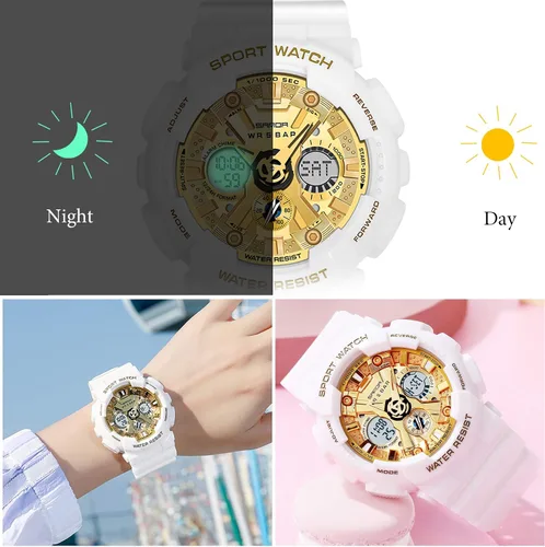 Vista 4 de RORIOS Reloj digital de cuarzo para hombre y mujer reloj deportivo impermeable con temporizador de alarma multifunción para mujeres y niños