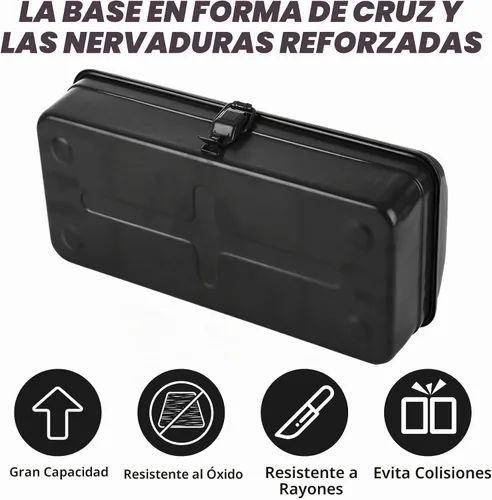 Vista 6 de JMIATRY 12Inch Black Small Tool Box Metal Mini Tool Box with Locking Latch