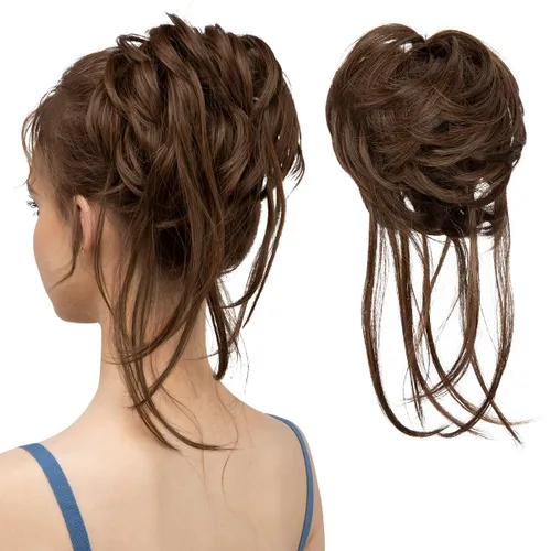 Vista 14 de Extensiones de cabello rizado con cola de caballo, cabello sintético con coleta recta, coleteros para mujer, rubio ceniza/rubio playa