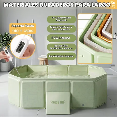 Vista 6 de Orzbow Bañera para niños pequeños con tapón de drenaje lateral, portátil Verde