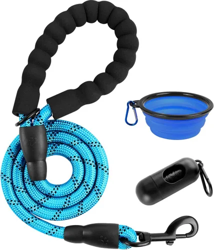 Vista 21 de BARKBAY - Correas para perros grandes, resistentes, de 4/5/6 pies, con cómoda asa acolchada y hilos altamente reflectantes para perros medianos