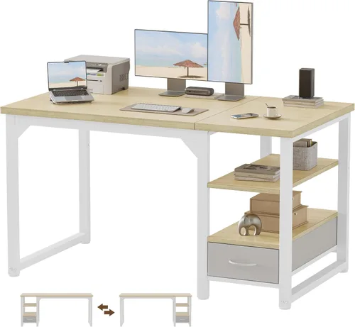 Vista 78 de Mericonia Escritorio para computadora, escritorio de juegos para espacios pequeños, mesa de estilo moderno y simple para oficina en casa, mesa