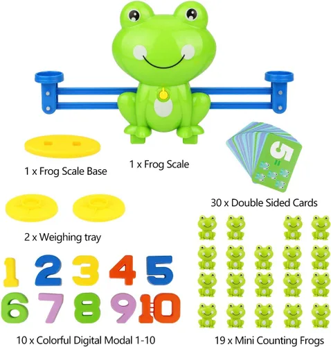 Vista 4 de Aitbay Genial juego de matemáticas, juguetes de conteo de equilibrio de rana para preescolares para niños y niñas, juguete educativo de números