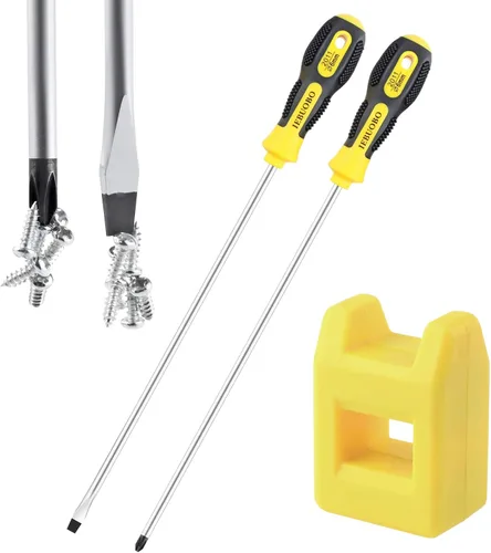 Vista 9 de Destornillador ranurado y Phillips, PH2 4" destornillador largo con herramienta de magnetizador/desmagnetizador