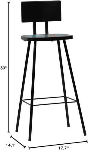Vista 2 de sillas de bar, taburetes de bar, taburetes de bar, mesa de bar, sillas para barra de cocina, taburetes de bar 4 piezas sólido recuperado taburete