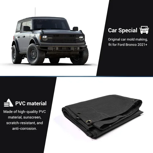 Vista 3 de JeCar Parasol de malla para el techo del bikini de longitud completa, accesorios exteriores para Ford Bronco de 4 puertas 2021 2022, color negro