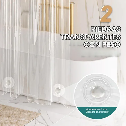 Vista 4 de AmazerBath Cortina de ducha resistente para cabina de 12 calibre, 36 x 72 pulgadas de plástico transparente con peso, con 2 piedras pesadas y 6