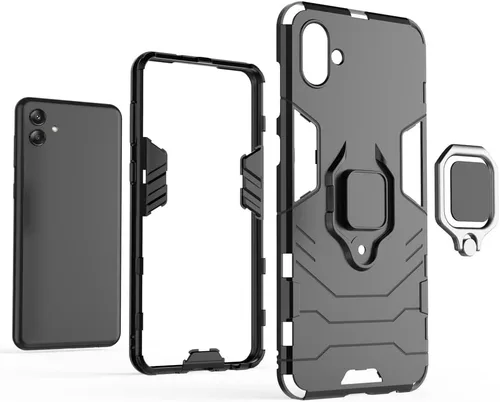 Vista 4 de Funda para Samsung Galaxy A04 4G, carcasa con soporte para Samsung SM-A045F/DS Galaxy A04 4G / SM-A045M/DS SM-A045F SM-A045M, color negro