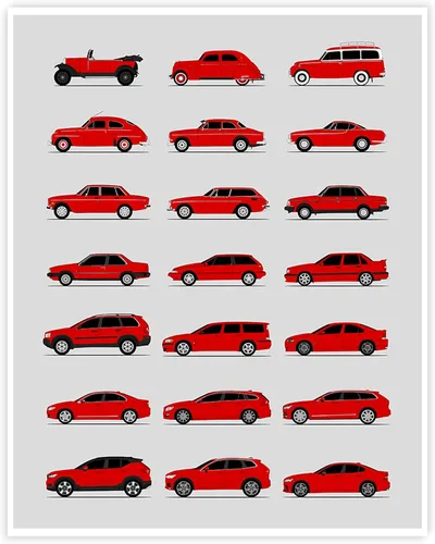 Vista 14 de Idea Network Handmade Poster compatible with Volvo Print Wall Art Handmade Decor of the Best of Volvo Generations History Evolution - Multi, 8x10in