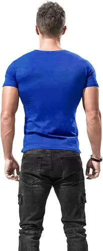 Vista 2 de Camisetas de cuello en V profundo semitransparentes para hombre, corte ajustado, corte bajo, elástico