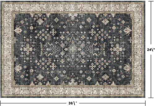 Vista 2 de Hazo Haus – Alfombra pequeña para entrada, cocina o baño, antideslizante con base de goma, resistente a las manchas y a la decoloración, diseño