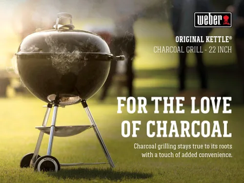 Vista 2 de Weber Original Kettle Charcoal Grill for Outdoor Cooking and Barbecue, 22-Inch, Black