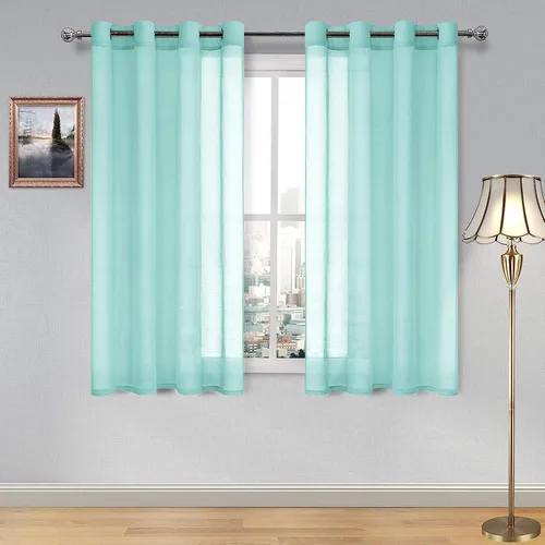 Vista 127 de DWCN Cortinas traslúcidas color verde frijol para sala de estar y dormitorio - Cortinas voile con aspecto de lino sintético con ojales en la parte