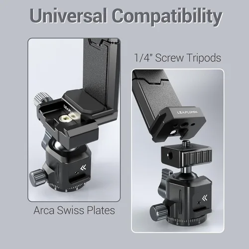 Vista 6 de Soporte de trípode para teléfono con zapata fría deslizante, adaptador universal de montaje para teléfono inteligente con tornillo estándar de 1/4