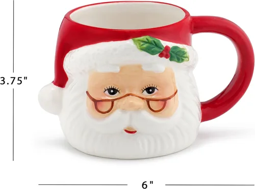 Vista 3 de Taza de Papá Noel de 16 oz Rojo