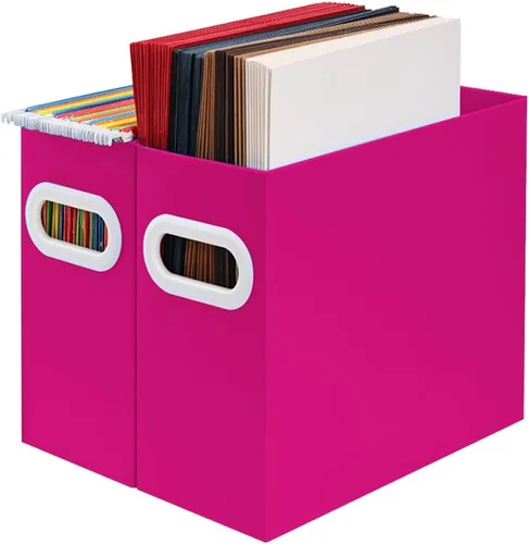 Vista 28 de Organizador de archivos colgante, organizador de carpetas de archivos de cartón para tamaño carta, caja de almacenamiento de documentos